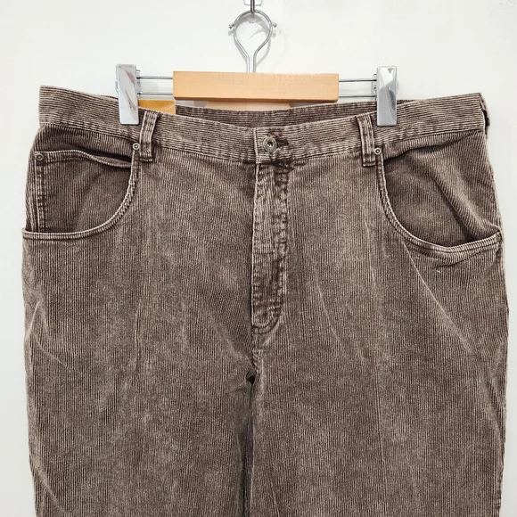 Vintage Lee Dungarees Corduroy Pants Mens 38/32 Brown Loose Straight Leg 80s 90s - Picture 4 of 13